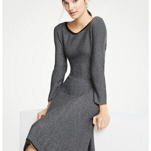 EUC - Ann Taylor Herringbone Flounce Sweater Dress